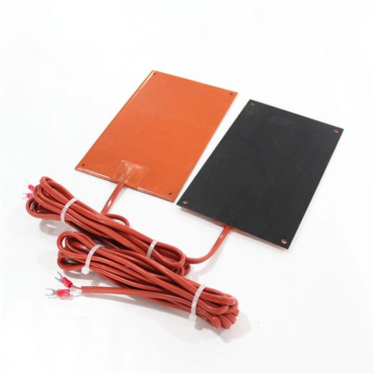 200C Insulated Black Silicone Rubber Heater Pad Flexible Silicone Rubber Heating Plate